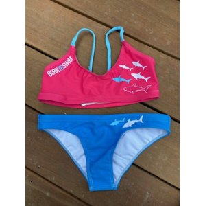 Borntoswim sharks bikini blue/pink xl