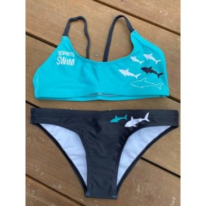 Borntoswim sharks bikini black/turquoise m